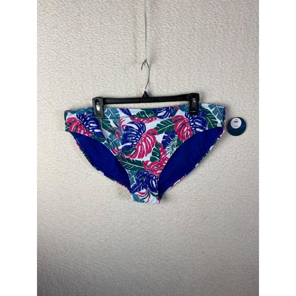 Decree Bikini Bathing Suit Bottoms Floral Blue Green Pink Size 1X New with Tags